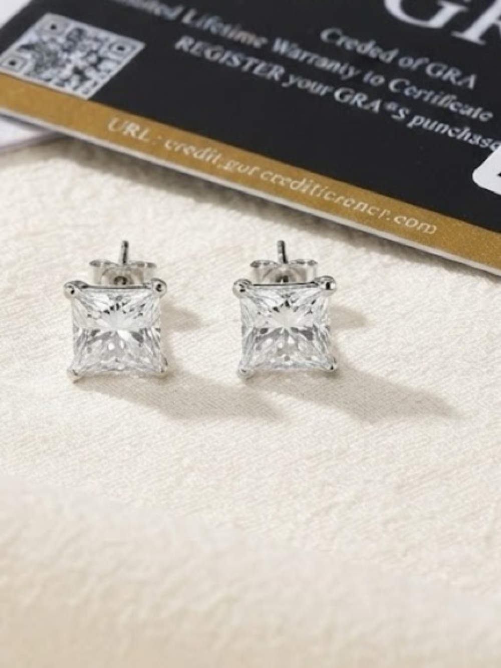 NWT 4.0 CTW Princess Cut Moissanite Stud Earrings | .925 Sterling Silver